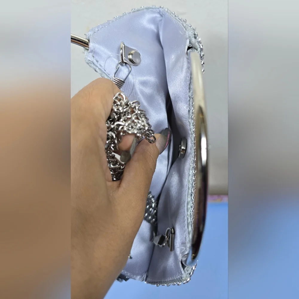 Bebe Silver Rhinestone Handbag - Picture 5 of 10